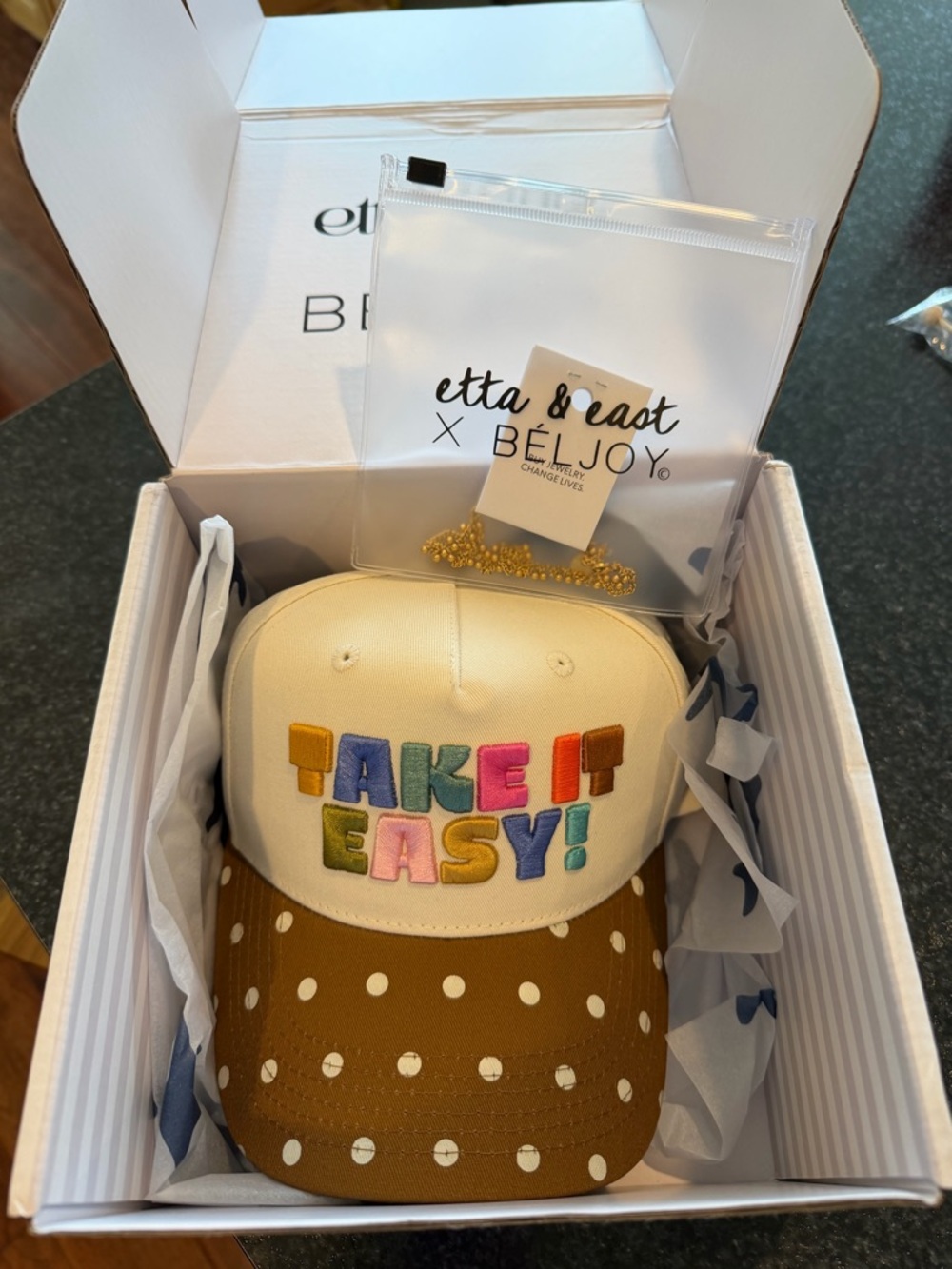 Etta + East x Beljoy GOLD STAR CLUB HAT and necklace